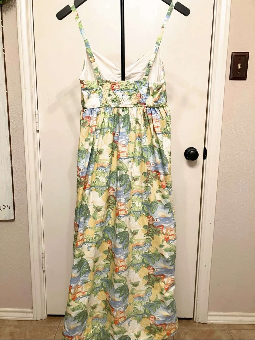 Abercrombie & Fitch Sweetheart Babydoll Maxi Dress Beach Lemon Print S
